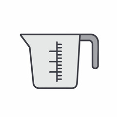 Gray Measuring Cup with Black Markings and Handle, Kitchen Utensil