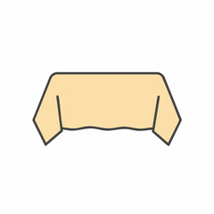 Simple Beige Tablecloth with Black Outline and Soft Folds Illustration