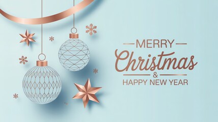 Premium modern Christmas design with blue gradient and rose gold accents, perfect for holiday marketing, digital promotions, elegant branding and festive advertising layouts