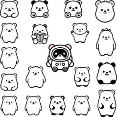 Cute Bear Illustrations | Adorable Cartoon Bears Collection | Kawaii Animal Character Vector Art