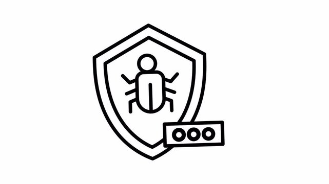 Shield, bug, and password icons symbolizing security. Suitable for cybersecurity concepts, online privacy, data protection, internet security services.