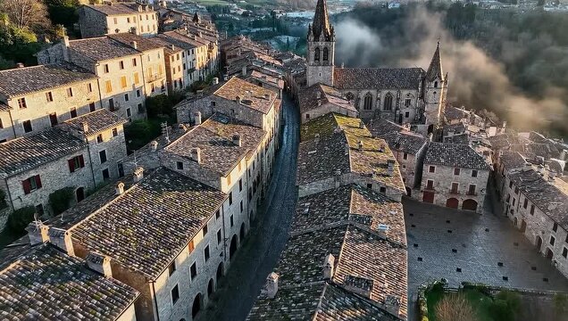 Assisi, Italy Aerial View of Medieval Town, Basilica di San Francesco