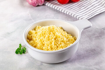 Boiled wheat couscous grain garnish