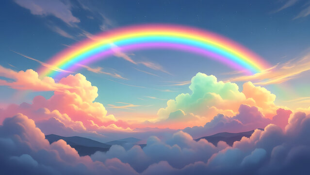 rainbow and clouds - Powered by Adobe