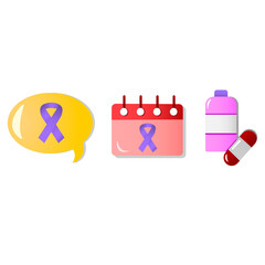 Set of vector illustrations for World Cancer Day