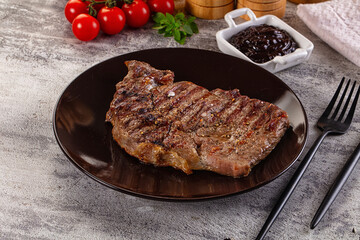 Grilled rib eye beef steak
