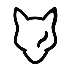 Fototapeta premium A simple black line drawing of a fox's head forms a stark white silhouette.