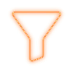 Abstract orange neon cone shape icon for data sorting or a digital filtering process