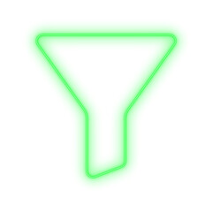 Bright lime green illuminated filter symbol for a modern app or website interface