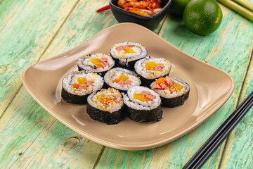 Koream homemade roll Kimbap with nori seaweed