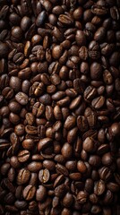 Obraz premium Freshly Roasted Coffee Beans on Dark Surface Background