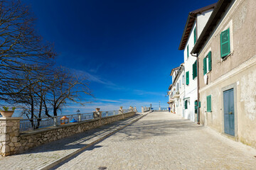 A narrow street in Castel San Pietro, a small town in the province of Rome, Italy.