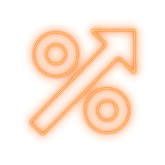 Vibrant orange illuminated percent symbol with a growth arrow for a business UI element