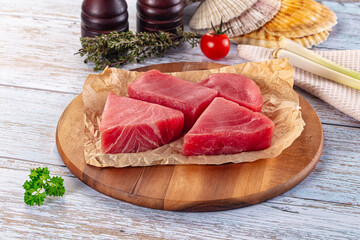 Raw tuna steak for cooking