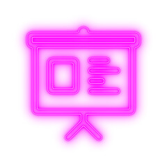 Vibrant pink glowing easel icon with a bar graph for a marketing seminar