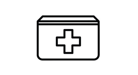 Fototapeta premium First aid kit outline icon with medical cross symbol