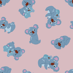 Seamless Pattern of Cute Koala Bears. Endless textures for your design.
