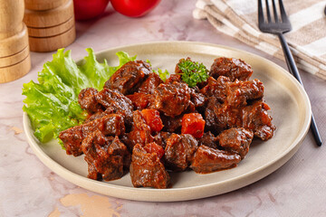 Hungarian goulash with beef meat