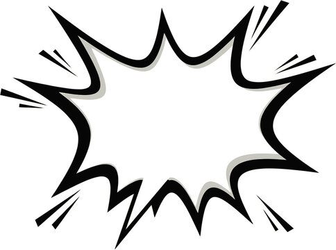 Dynamic comic book style explosion or speech bubble with black outline and radiating lines, perfect for impactful messages.