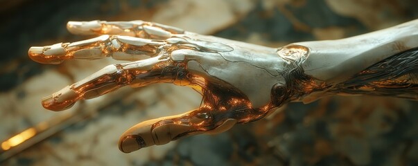 Mans hand interacting with an AI interface, showcasing advanced technological interaction and digital tools, Generative AI