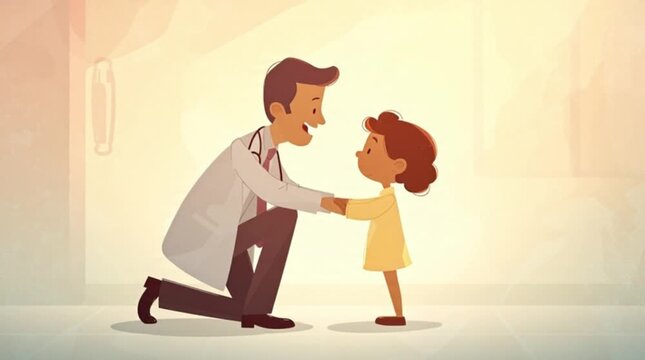 India Doctor talking to a child cartoon illustration medical healthcare