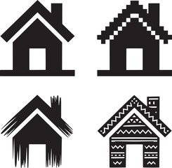 House different styles set design collection isolated on transparent background with drips