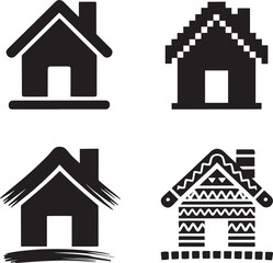 House different styles set design collection isolated on transparent background