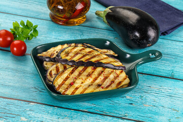 Grilled eggplant slices for snack