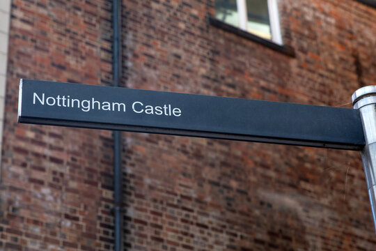 Signpost for Nottingham Castle in Nottingham, UK