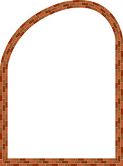 Round rampant Arch brick brickwork brown border picture frame vintage retro antique handcraft framework architecture decorative element isolated background 