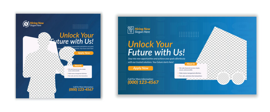 Job Vacancy Banner & Social Media Post Template Career, Hiring Announcement, Thumbnail Design