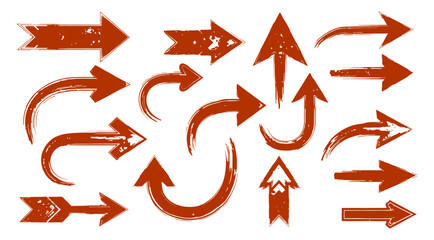 Creative Arrows In Grunge Style Bold Isolated Brush Strokes