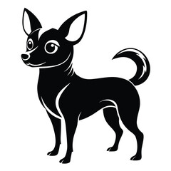 chihuahua black and white silhouette on white background
