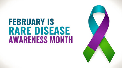 Symbol of hope and awareness for rare disease day featuring a colorful ribbon and text