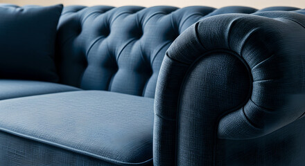 Naklejka premium Dark Blue Tufted Sofa Furniture Fabric Texture