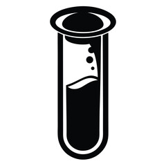 chemical glass tube black and white silhouette on white background