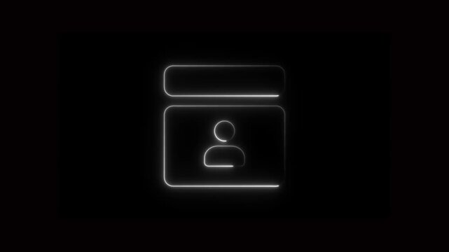 white Neon browser window animation with man symbol on black background represents data security
