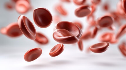 Red blood cells floating in fluid, illustrating human anatomy and biological processes during blood circulation