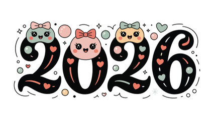 Year 2026: An optimistic and inviting design celebrating the arrival of the new year 2026, combining artistic charm with the significance of the future.