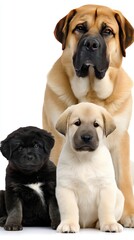 Fototapeta premium Three adorable dogs posing together in close-knit harmony, showcasing their unique features and playful spirit in a bright setting