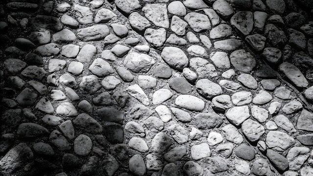 Gray River Stone Wall Texture &ndash; High-Resolution Natural Pebble Cobblestone Background