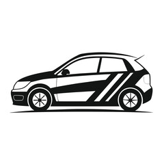 car wrap black and white silhouette on white background