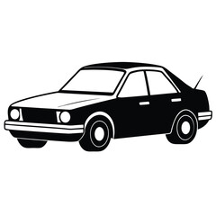 car wrap black and white silhouette on white background