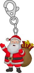 Happy Santa Claus Keychain with a Bag Full of Christmas Gifts