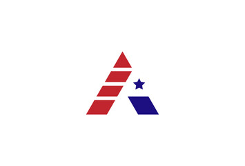 Letter A Flag logo design, letter A with American Flag combination, vector illustration