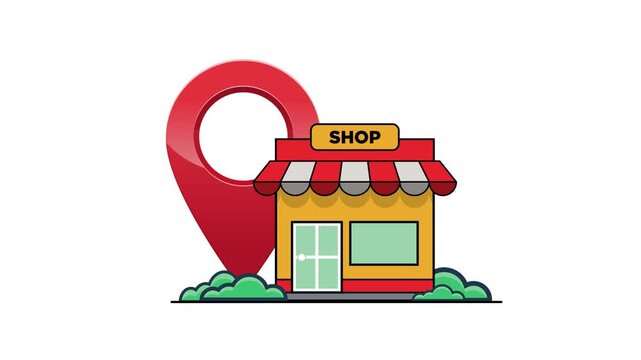 store location. Store with location pin animation