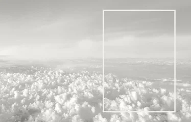 Fotobehang Muziek Cloud Dancer, trendy off-white color of the Year 2026. Soft aerial view of dense cloud formations  © valiantsin