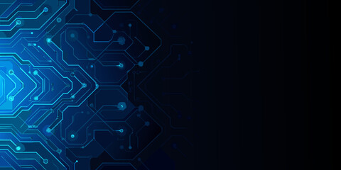 Abstract futuristic technology background with glowing blue circuit board pattern