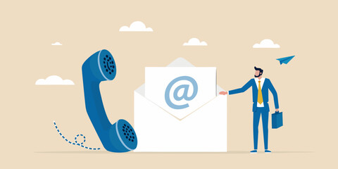 Communication options phone call and email connecting people and ideas effectively