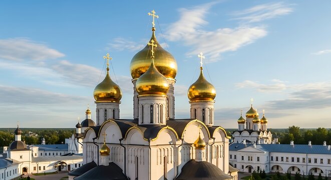 Picturesque view of the Holy Trinity-Saint Seraphim-Diveyevo Monastery in Russia.